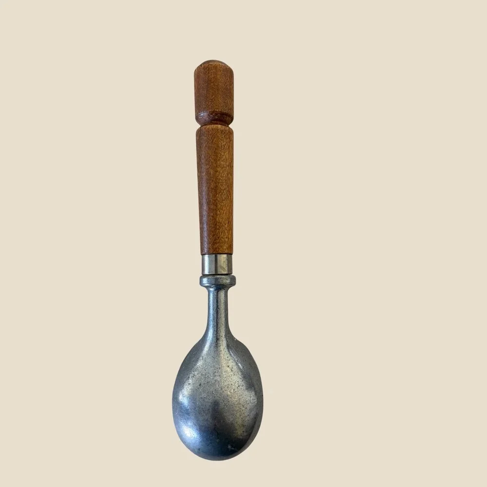 Vintage Stainless Steel Ice Cream Scoop Wood Handle Mid Century Modern Kitchen